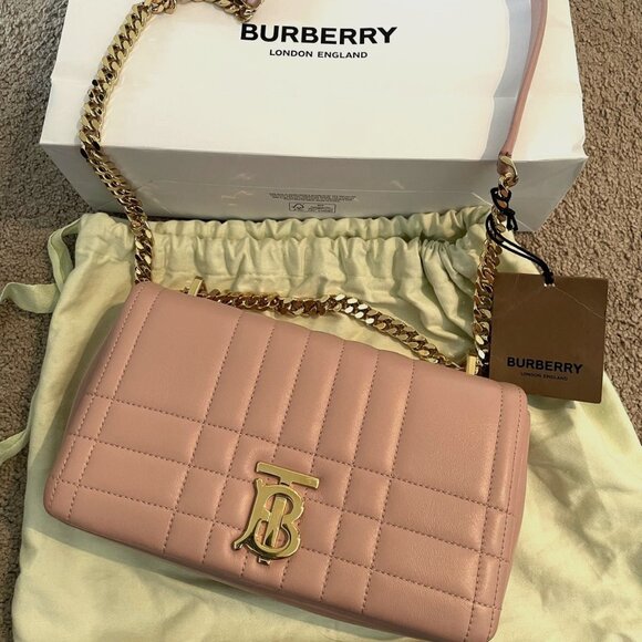 New Burberry Lola Shoulder Bag Handbag Crossbody Quilted Leather Small (Pink) - Picture 1 of 1